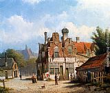 Scene Canvas Paintings - A Dutch Town Scene